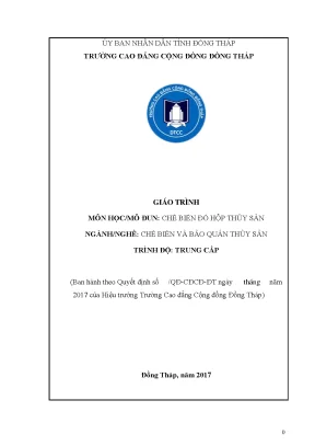 Giáo trình chế biến đồ hộp thủy sản nghề chế biến và bảo quản thuỷ sản trung cấp