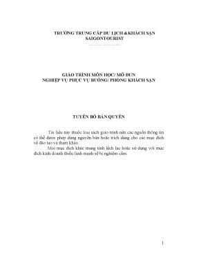 Giáo trình nghiệp vụ buồng phòng khách sạn