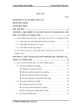 Hoàn thiện kế toán doanh thu chi phí và kết quả kinh doanh tại công ty tnhh tudy