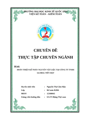 Khóa luận tốt nghiệp hoàn thiện kế toán nguyên vật liệu tại công ty tnhh global tiến đạt