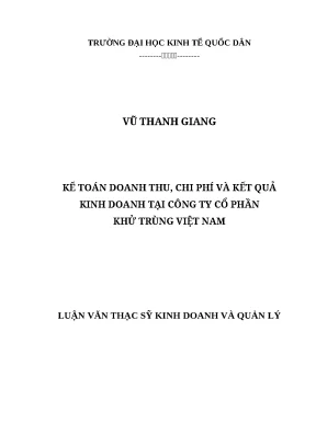 Luận văn thạc sĩ kế toán doanh thu chi phí và kết quả kinh doanh tại công ty cổ phần khử trùng việt nam