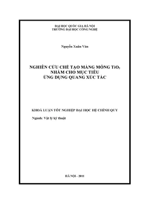 Nghiên cứu chế tạo màng mỏng tio2 nhằm cho mục tiêu ứng dụng quang xúc tác