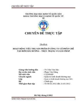 Luận văn tốt nghiệp hoạt động tiêu thụ sản phẩm ở công ty cổ phần chế tạo bơm hải dương