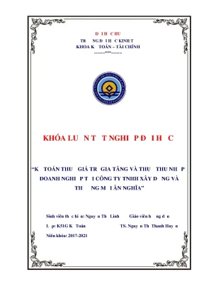 Khóa luận tốt nghiệp kế toán thuế giá trị gia tăng và thuế thu nhập doanh nghiệp trường đại học kinh tế huế tại công ty tnhh xây dựng và thương mại ân nghĩa
