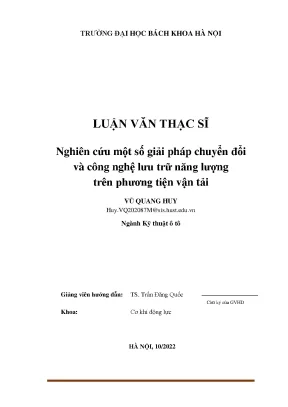Nghiên cứu một số giải pháp chuyển đổi và công nghệ lưu trữ năng lượng trên phương tiện vận tải