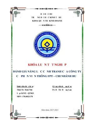 Khóa luận tốt nghiệp đánh giá năng lực cạnh tranh của công ty cổ phần viễn thông fpt chi nhánh huế