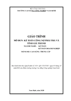 Giáo trình kế toán công nợ và tính giá thành
