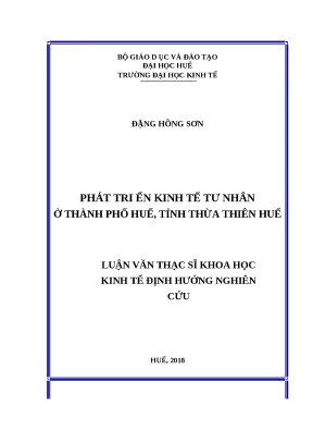 Luận văn phát triển kinh tế tư nhân ở thành phốtỉnh thừa thiên huế
