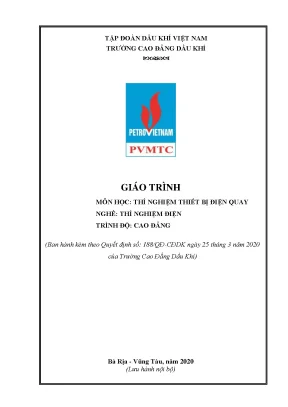 Giáo trình thí nghiệm thiết bị điện quay nghề thí nghiệm điện trình độ cao đẳng