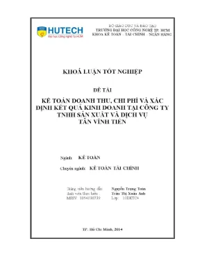 Khóa luận tốt nghiệp kế toán doanh thu chi phí và xác định kết quả kinh doanh tại công ty tnhh sản xuất và dịch vụ tân vĩnh tiến