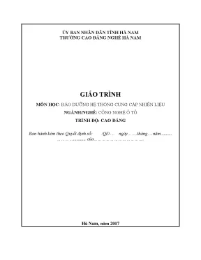 Giáo trình bảo dưỡng hệ thống cung cấp nhiên liệu nghề công nghệ ô tô cao đẳng