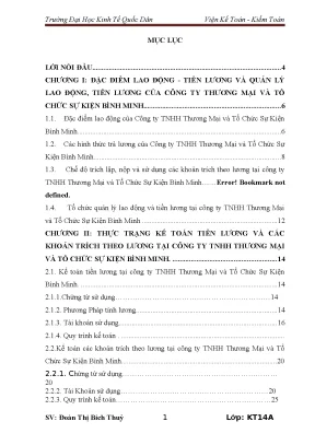 Hoàn thiện kế toán tiền lương và các khoản trích theo lương tại công ty tnhh thương mại và tổ chức sự kiện bình minh