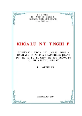 Khóa luận tốt nghiệp nghiên cứu các yếu tố ảnh hưởng đến hành vi sử của khách hàng thành phố huế đối với dịch vụ in ấn tại công ty cổ phần in thuận phát