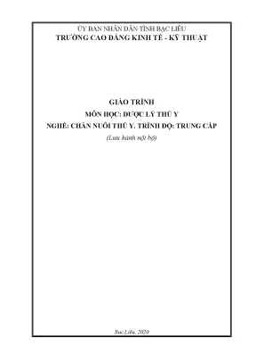 Giáo trình dược lý thú y nghề chăn nuôi thú y trình độ trung cấp