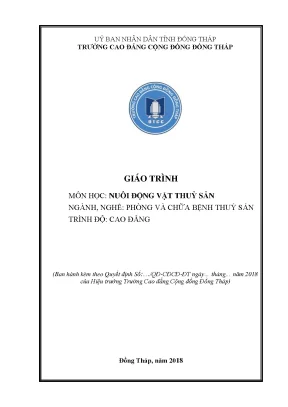 Giáo trình nuôi động vật thuỷ sản nghề phòng và chữa bệnh thuỷ sản cao đẳng