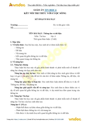 Giao an tin hoc lop 6 ket noi tri thuc