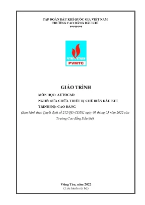 Giáo trình autocad nghề sửa chữa thiết bị chế biến dầu khí cao đẳng