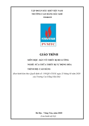 Giáo trình bản vẽ thiết bị đo lường nghề sửa chữa thiết bị tự động hóa trình độ cao đẳng
