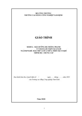 Giáo trình bảo dưỡng hệ thống phanh