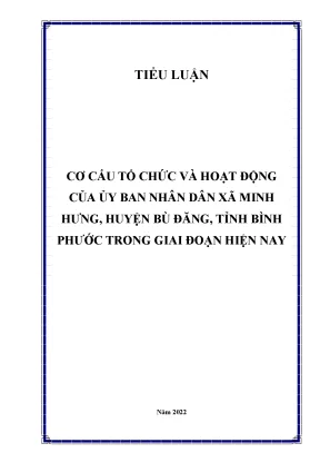 Cơ cấu tổ chức và hoạt động của ủy ban nhân dân xã minh hưng huyện bù đăng tỉnh bình phước trong giai đoạn hiện nay