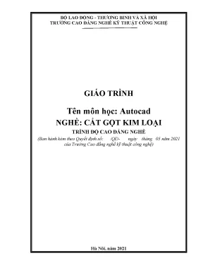 Giáo trình autocad nghề cắt gọt kim loại trình độ cao đẳng nghề