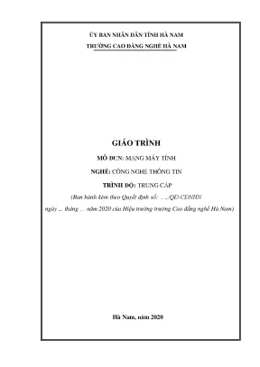 Giáo trình mạng máy tính nghề công nghệ thông tin trung cấp