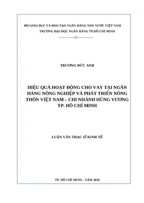 1041 hiệu quả hoạt động cho vay tại nh nông nghiệp và ptnt việt nam chi nhánh hùng vương tp hcm luận văn thạc sĩ kinh tế trương đức anh tp hcm đh nh 20