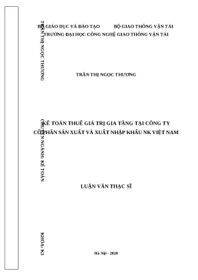 Luận văn tốt nghiệp kế toán thuế giá trị gia tăng tại công ty cổ phần sản xuất và xuất nhập khẩu nk việt nam