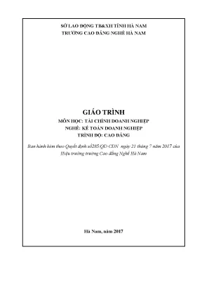 Giáo trình tài chính doanh nghiệp nghề kế toán doanh nghiệp cao đẳng
