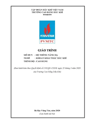 Giáo trình hệ thống nâng hạ nghề khoan khai thác dầu khí trình độ cao đẳng