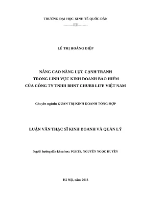 Luận văn thạc sĩ năng lực cạnh tranh trong lĩnh vực kinh doanh bảo hiểm của công ty tnhh bhnt chubb life việt nam