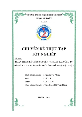 Hoàn thiện kế toán nguyên vật liệu tại công ty cổ phần xuất nhập khẩu thủ công mỹ nghệ việt nhật