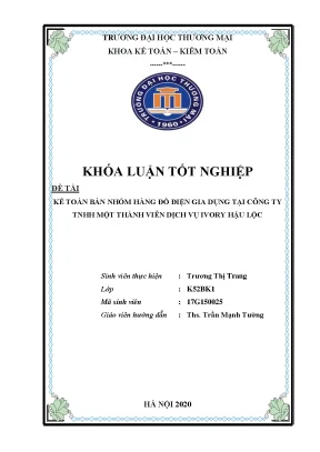 Kế toán bán nhóm hàng đồ điện gia dụng tại công ty tnhh một thành viên dịch vụ ivory hậu lộc khóa luận tốt nghiệp