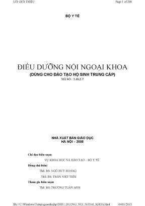 Giáo trình điều dưỡng nội ngoại khoa