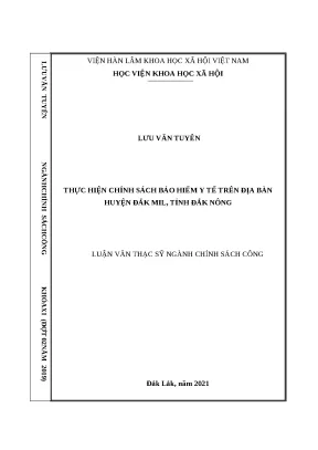 Luận văn thạc sỹ thực hiện chính sách bảo hiểm y tế trên địa bàn huyện đắk mil tỉnh đắk nông