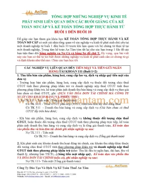 Nghiệp vụ kinh tế phát sinh liên quan đến các buổi giảng của kế toán sơ cấp và kế toán tổng hợp thực hành
