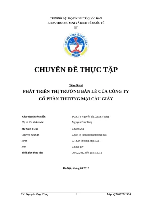 Luận văn tốt nghiệp phát triển thị trường bán lẻ của công ty cổ phần thương mại cầu giấy