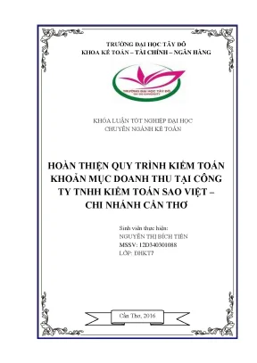 Khóa luận tốt nghiệp hoàn thiện quy trình kiểm toán khoản mục doanh thu tại công ty kiểm toán sao việt
