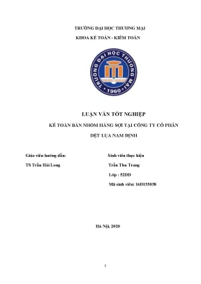 Kế toán bán nhóm hàng sợi tại công ty cổ phần dệt lụa nam định khóa luận tốt nghiệp