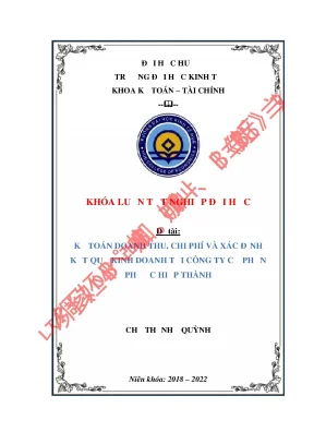 Kế toán doanh thu chi phí và xác định kết quả kinh doanh tại công ty cổ phần phước hiệp thành