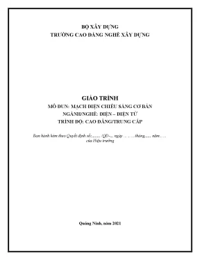 Giáo trình mạch điện chiếu sáng cơ bản nghề điện điện tử cđtc phần 1