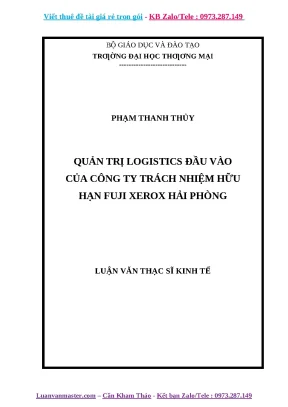 Luận văn quản trị logistics đầu vào của công ty trách nhiệm hữu hạn fuji xerox hải phòng