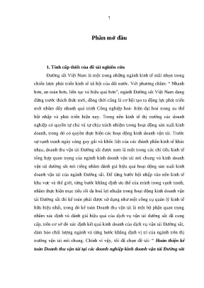 Luận văn thạc sĩ kế toán doanh thu vận tải tại các doanh nghiệp kinh doanh vận tải đường sắt việt nam