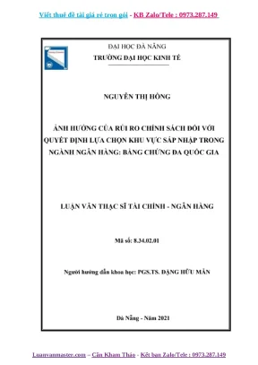 Luận văn ảnh hưởng của rủi ro chính sách đối với quyết định lựa chọn khu vực sáp nhập trong ngành ngân hàng bằng chứng đa quốc gia