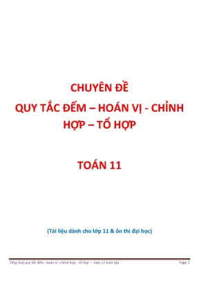 Chuyên đề quy tắc đếm hoán vị chỉnh hợp tổ hợp toán 11
