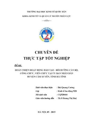 Hoàn thiện hoạt động đào tạo bồi dưỡng cán bộ công chức viên chức tại ủy ban nhân dân huyện cẩm xuyên tỉnh hà tĩnh