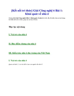 Giải công nghệ 6 kết nối tri thức full