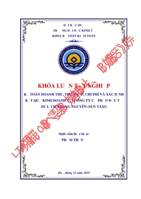Khóa luận tốt nghiệp kế toán doanh thu thu nhập chi phí và xác định kết quả kinh doanh tại công ty cổ phần đầu tư du lịch khang nguyên