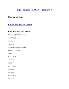 Giải toán lớp 4 phần 3 phép chia full