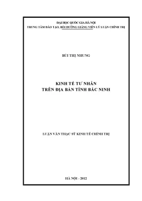 Luận văn thạc sĩ kinh tế tư nhân trên địa bàn tỉnh bắc ninh